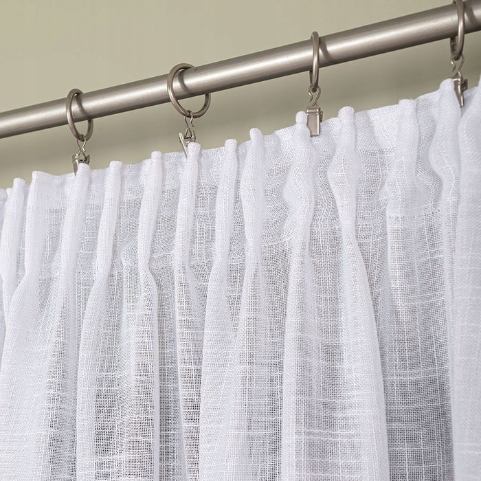 Biała firana gotowa typu len na taśmie 300x250cm lniana gruba żabki