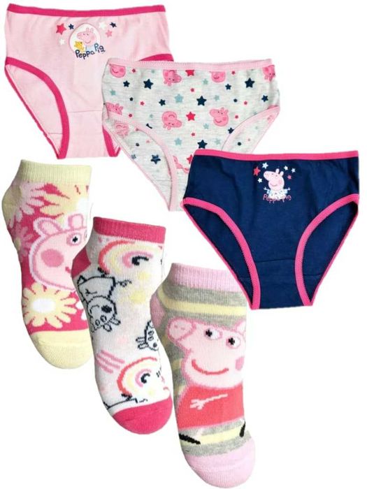 Figi Majtki dziewczęce Świnka Peppa+skarpetki 3-pak 116/122