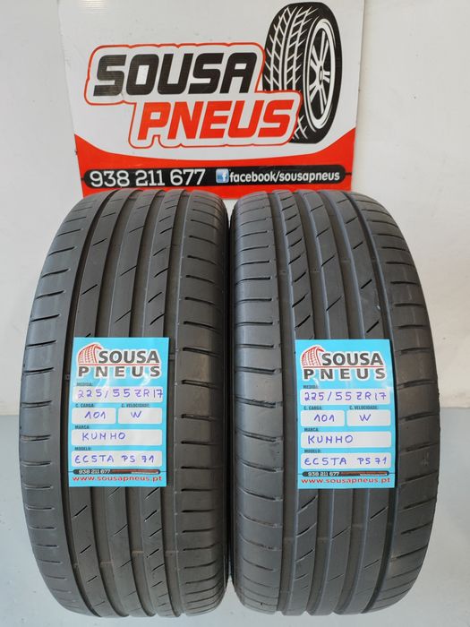 2 PNEUS SEMI NOVOS 225-55R17 KUNHO OFERTA DOS PORTES