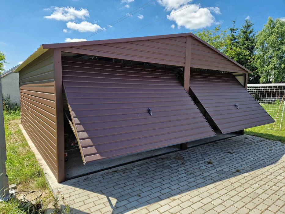 Garaż Blaszak 6x5,5 Garaż blaszany kolor Dąb Orzech Garaż drewnopodobny na wymiar 6x6 7x6 8x6 9x6 6x7 7x7 8x7 9x7 Garaże Warszawa PRODUCENT