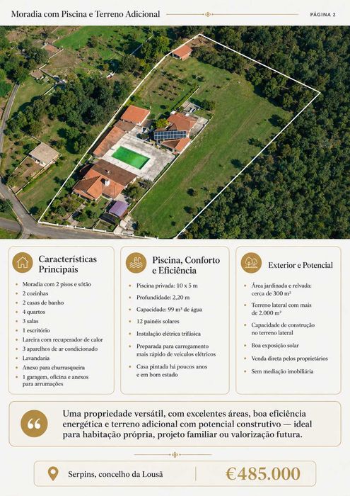 Moradia T5 independente com muita área, piscina e jardins