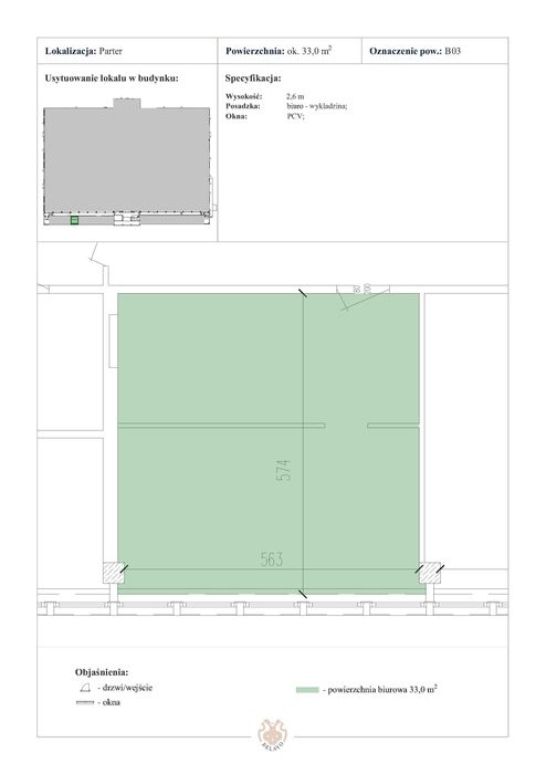 Biuro do wynajęcia, 33m2, Łódź-Górna (B03), koncepcja aranżacji gratis*
