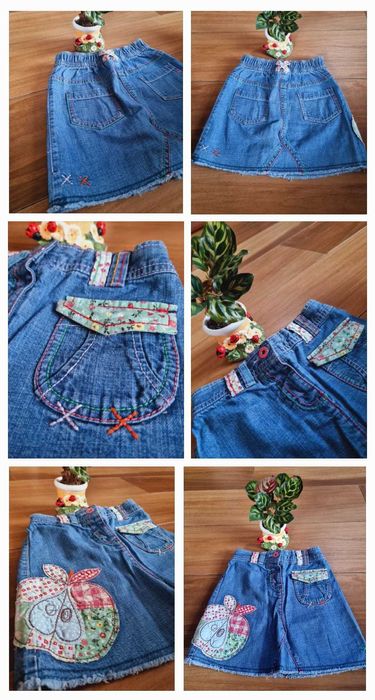 Spódniczka jeansowa R 110 spódnica dżinsowa na gumce aplikacje