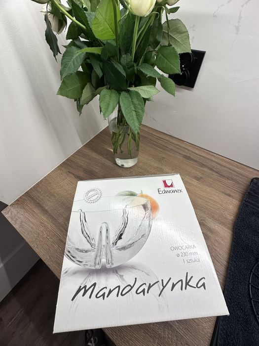 Owocarka miska półmisek salaterka edwanex szkło szklana okrągła kryształ szkło edwanex nowe