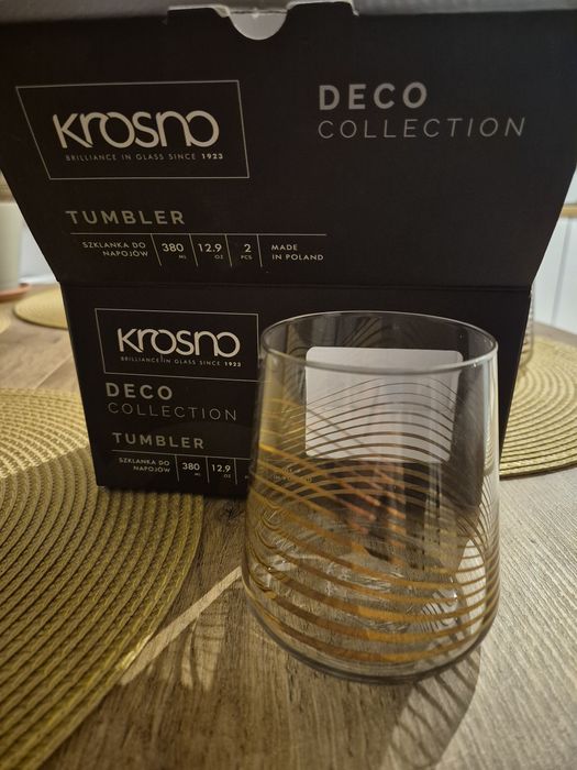 Szklanki do napojów Krosno Deco  złota fala