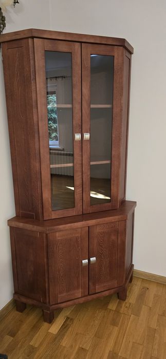 Elegancki Drewniany Barek / Witryna Narożna