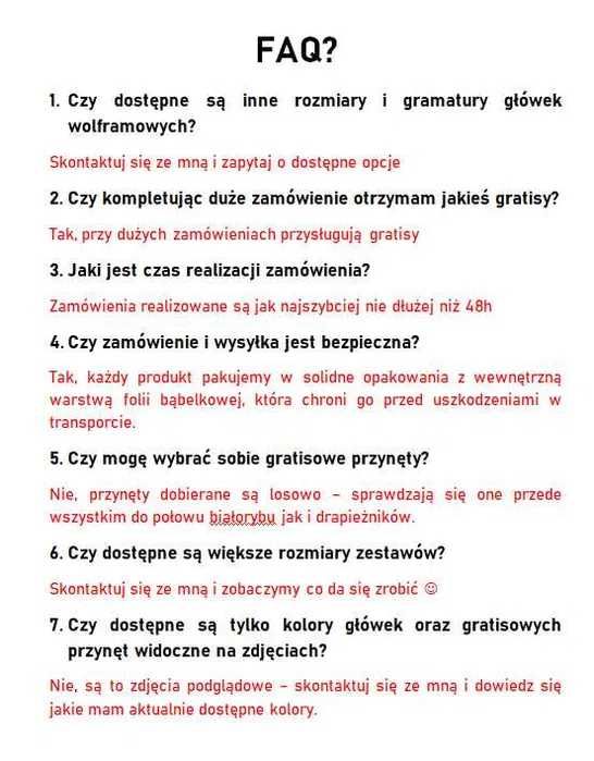Główki Wolframowe - na sztuki i zestawy + GRATISY