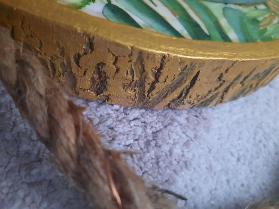 Lustro handmade, złoto, liście, światełka