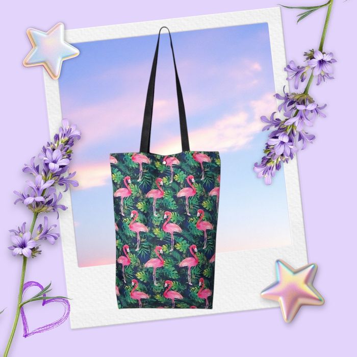 Torba zakupowa, plażowa, wodoodporna, flamingi, tropikalna, handmade