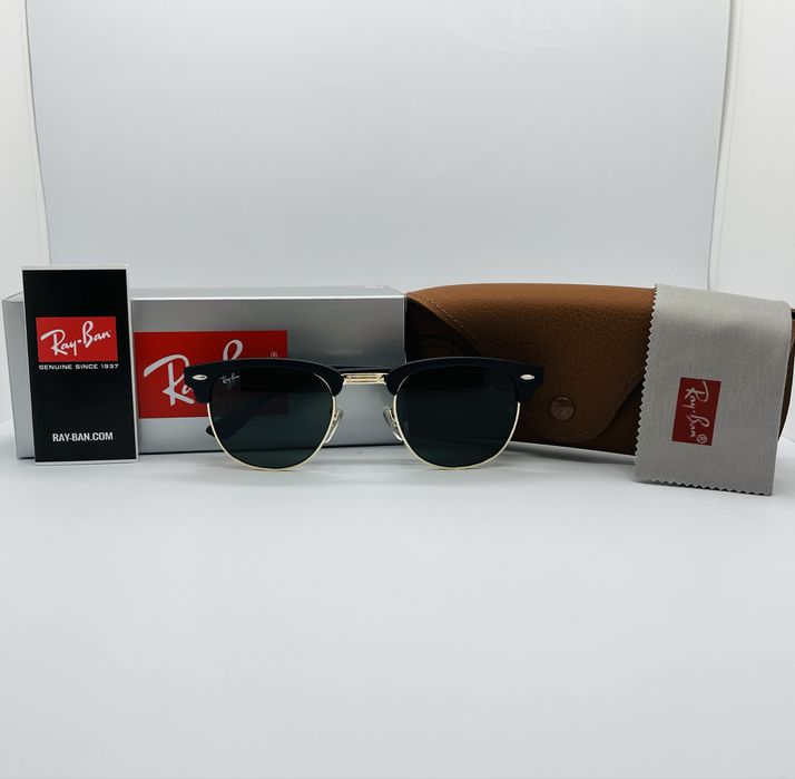 Солнцезащитные очки Ray Ban Clubmaster RB3016 Gold-Green 51мм стекло