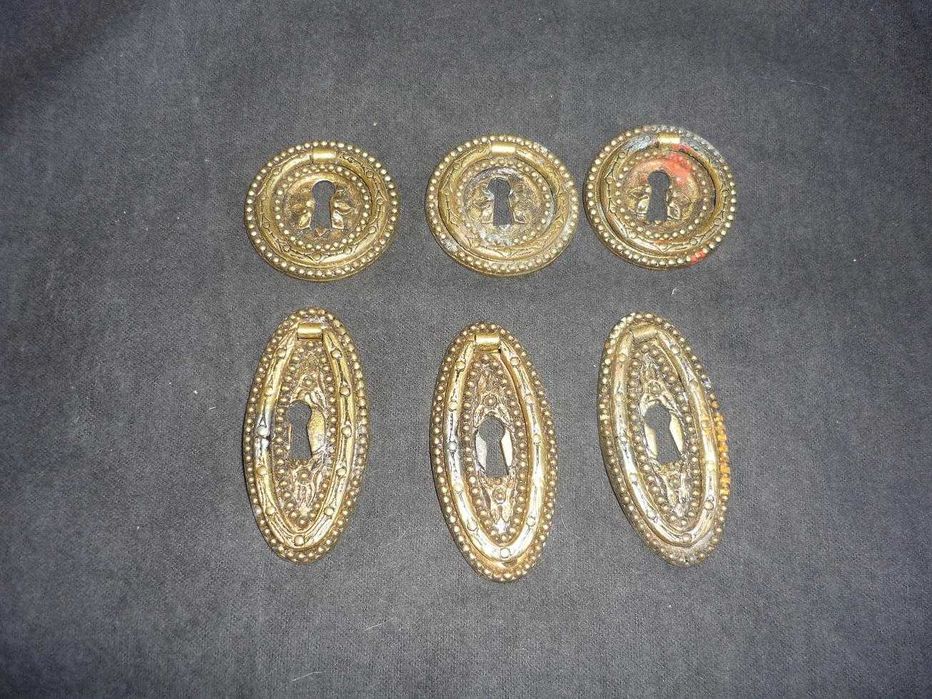 conjunto espelhos em metal para fechaduras vintage