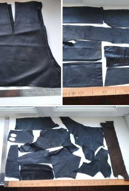 Кожа, мягчайшая кожа в остатках. Относительно большие фрагменты.