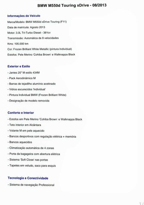 BMW M550d Touring xDRIVE | INDIVIDUAL | 381CV 107.000 km | FULL EXTRAS