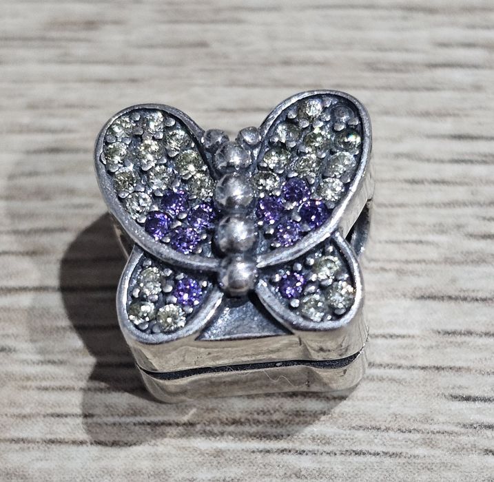 Zawieszka charms klips motyl srebro s925 do bransoletki modułowych