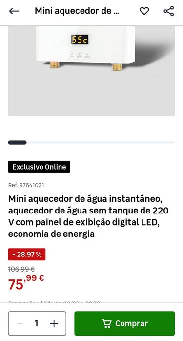 Mini aquecedor de água elétrico
