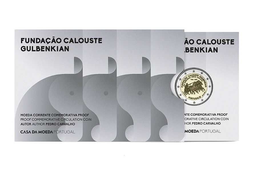 Moedas proof 2€ 730 anos Universidade de Coimbra e 70 anos Fundação Calouste Gulbenkian e desenvolvimento sempre alerta