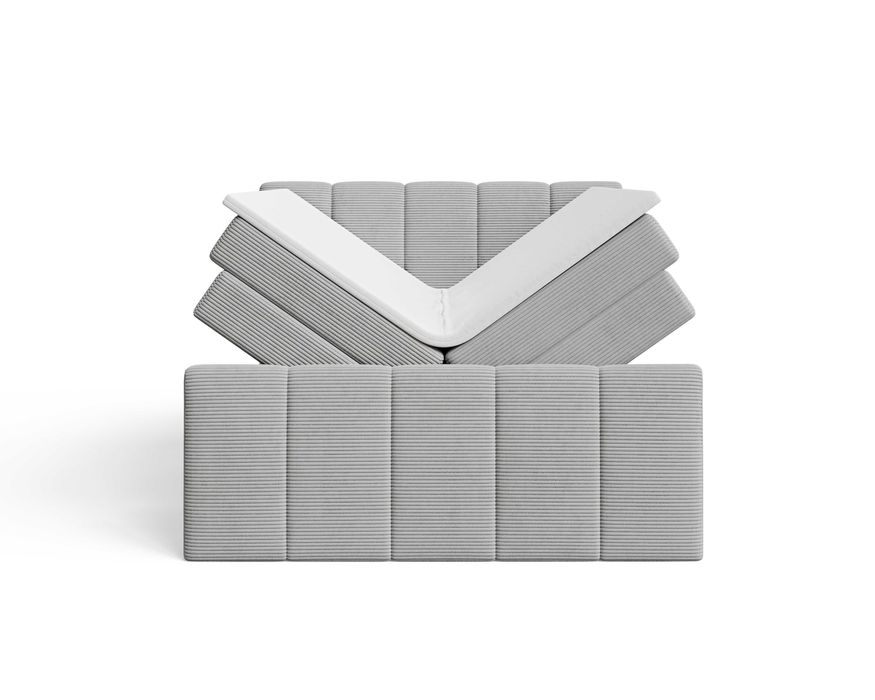 Łóżko kontynentalne tapicerowane BIANCO z materacami i pojemnikiem