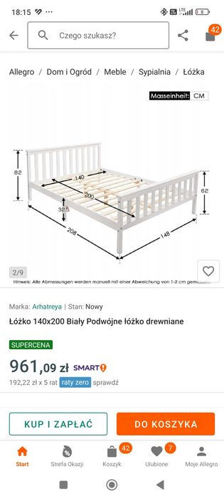 Łóżko drewniane białe