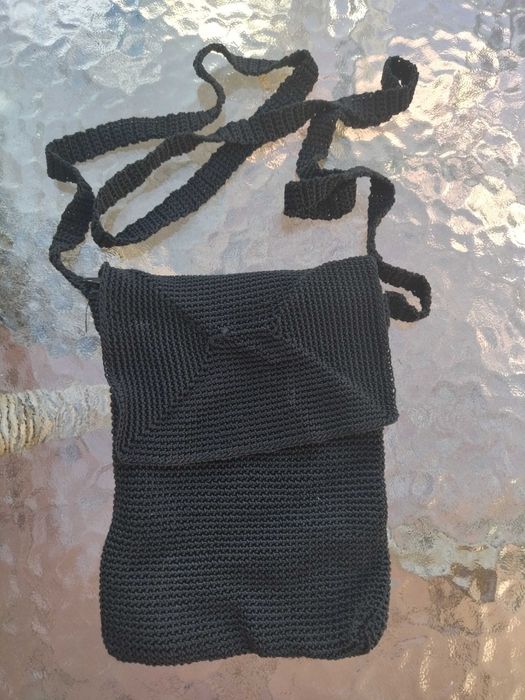 Torebka, szydełko, handmade, czarna