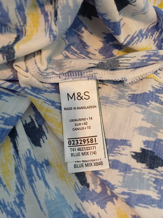 Biały niebieski tshirt damski bluzka Marks and Spencer rozmiar XL