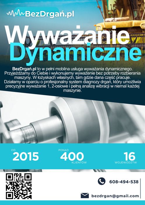 Wyważanie, kosiarki bijakowe, sieczkarnie młocarnie, wentylatory.