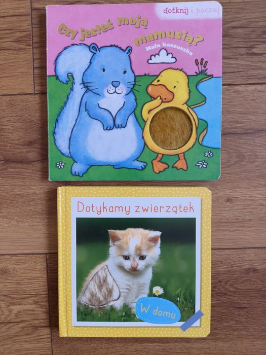 Zestaw 2 książek z serii dotknij i poczuj-Zwierzątka w domu oraz o Czy jestes moja mamusia?