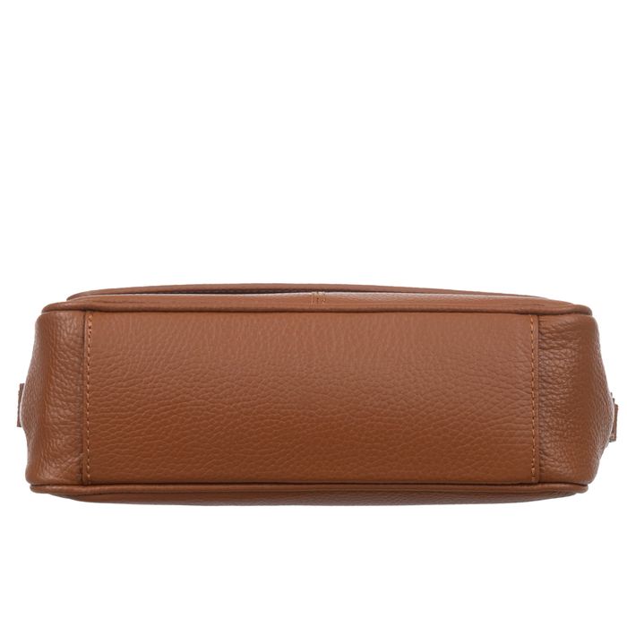 VERA PELLE torebka skórzana listonoszka z klapą i paskiem V556 biała