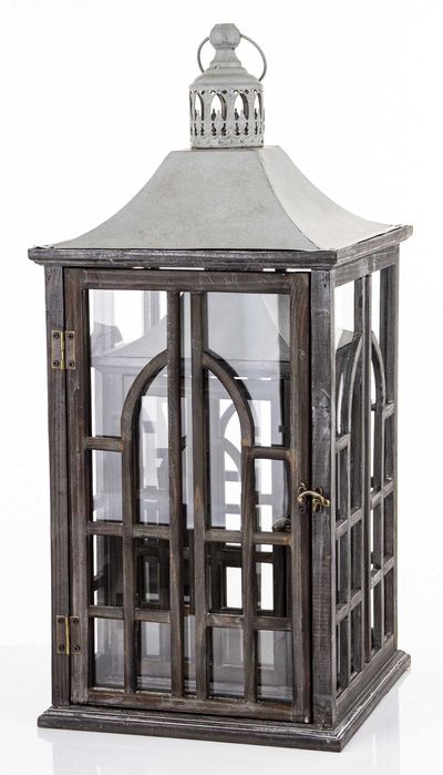 Lampion Drewniany Brązowy Ciemny Duży Dekoracyjny Komplet 2 Szt.178785