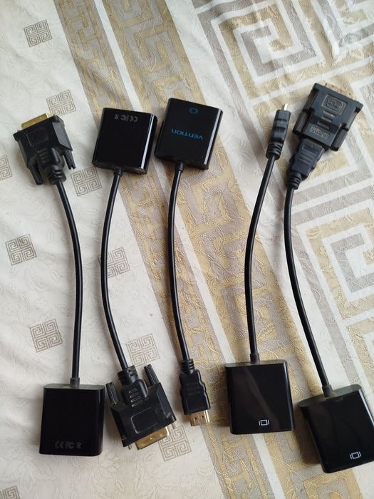 Переходники, кабеля  HDMI на VGA и  DVI на VGA