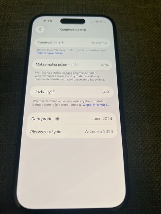 Iphone 16 256gb, 93% bateria, gwarancja
