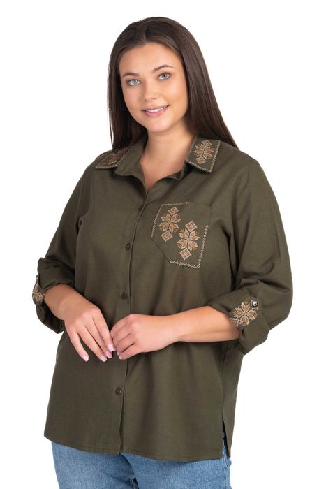 Жіноча сорочка з вишивкою "Орнамент" матеріал льон (різні кольори)