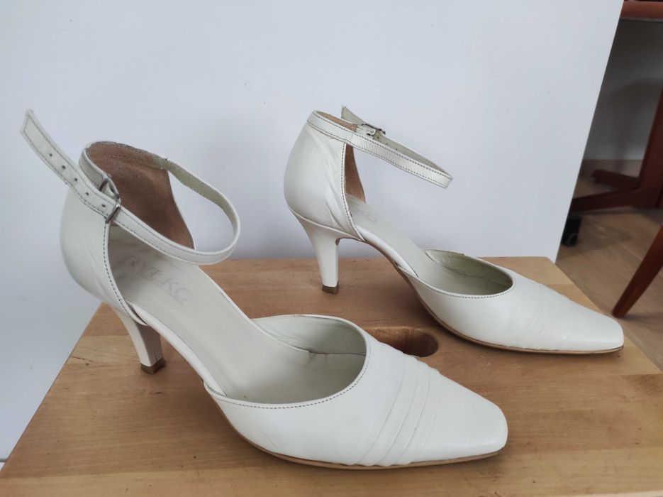 Ryłko buty ślubne kremowe ecru r. 36.5 (37) zapasowe fleki