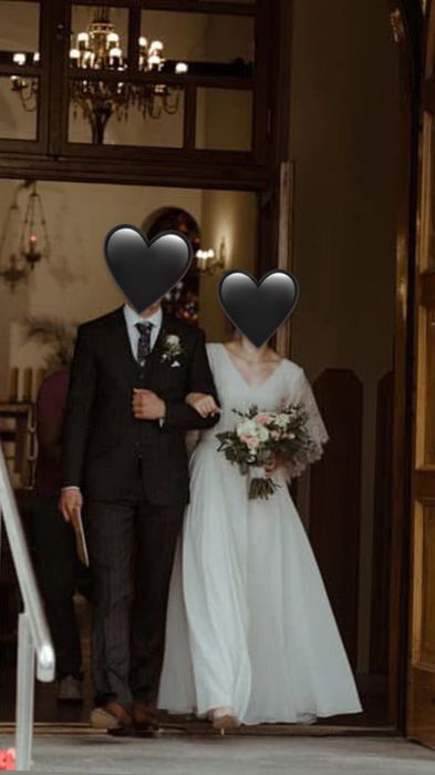 Suknia Ślubna rękawy  rustykalna boho 36