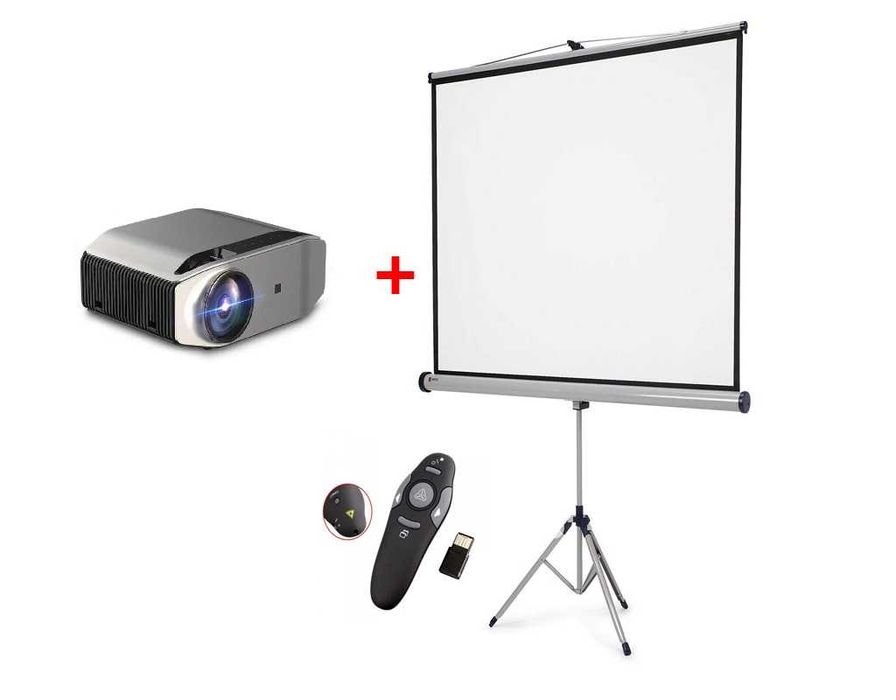 Проектор + экран аренда. Плюс bluetooth колонка и презентёр.