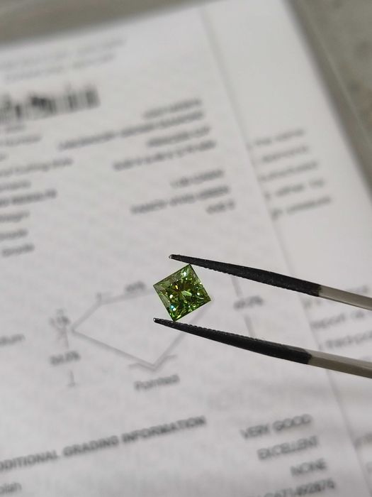 1,00 карат fancy green принцесса лабораторно выращенный бриллиант
