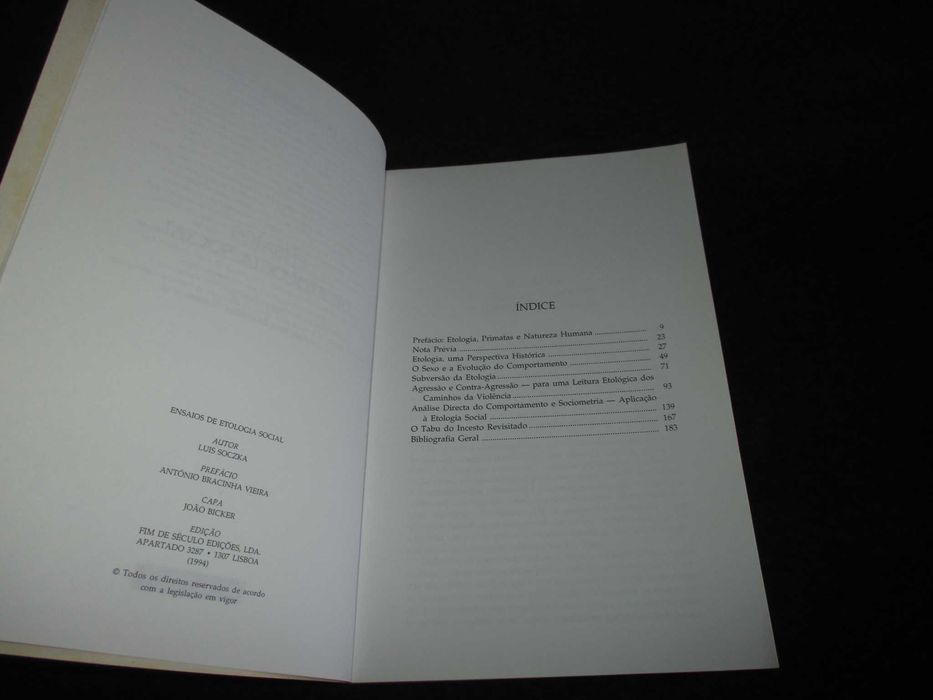 Livro Ensaios de Etologia Social Luís Soczka Autografado