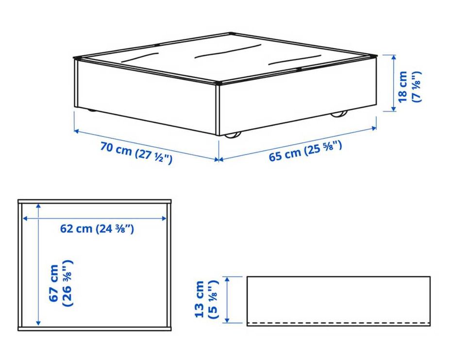 Caixa / Gavetão de Arrumação IKEA VARDÖ (Branco) com Rodas e Tampa