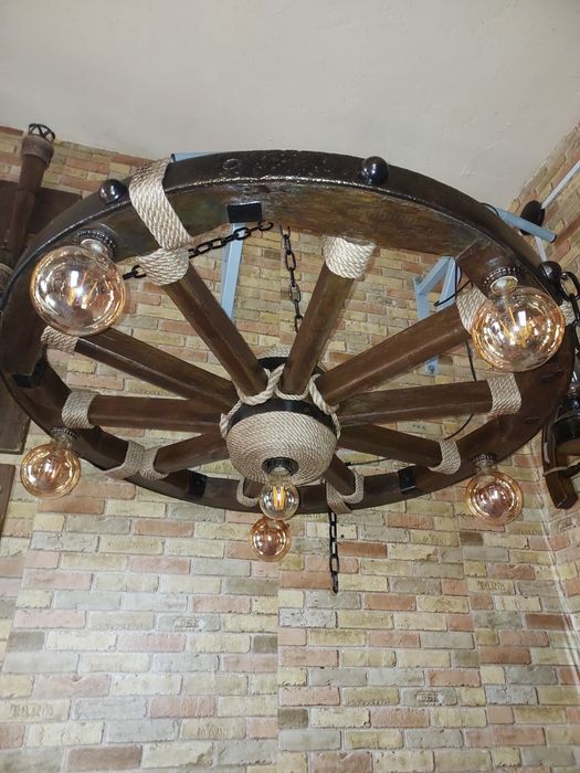 Люстра колесо воза,телеги #2 оригинал 95см дерево