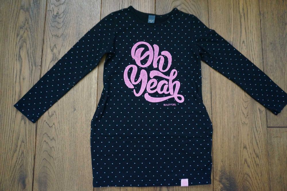 Sukienka bawełniana dziewczęca dł. rękaw rozm.128