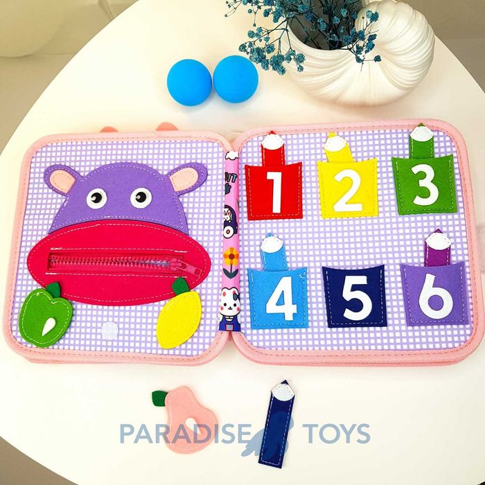 Бизіборд-книжка Зайчик 8 сторінок • Розвиток моторики • Монтессорі