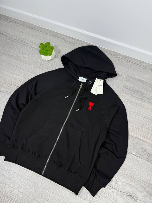 Зіпка Ami Paris чорна Кофта амі на замку Зіп-худі Ami