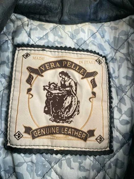 Kurtka skórzana Vera Pelle leather jacket men M L czarny made Italy