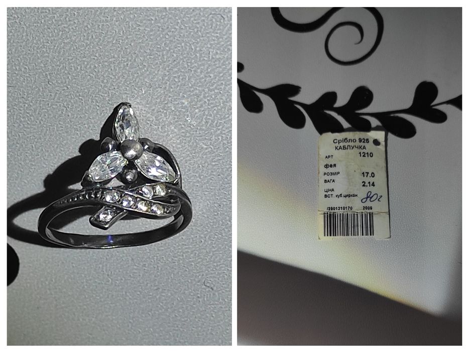 Срібне кільце, обручка, каблучка з біркою розмір 17,8, серебряное