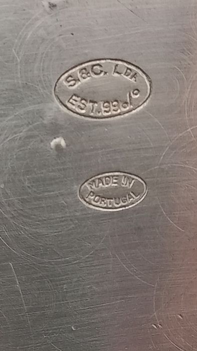 Conjunto de terrina e castiçais em estanho 99%