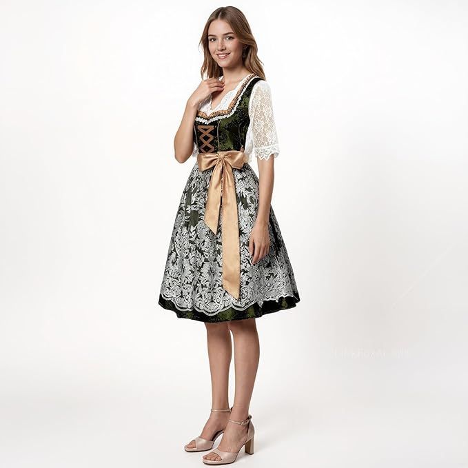VICTERR Dirndl damski midi 3-częściowy na Oktoberfest