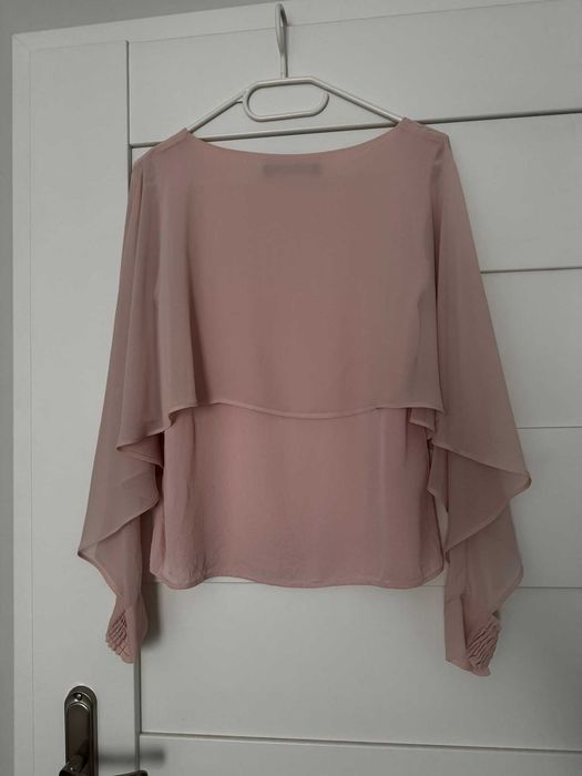 Elegancka, zwiewna bluzka do pracy pudrowy róż Zara XS