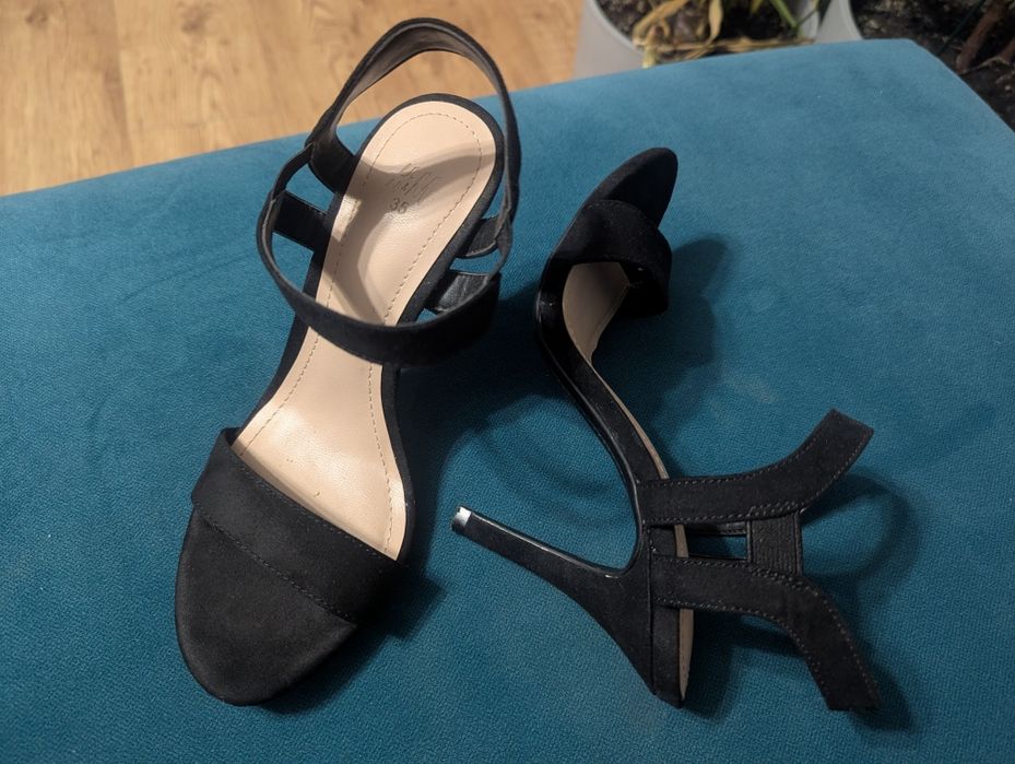 Szpilki czarne sandałki h&m 35