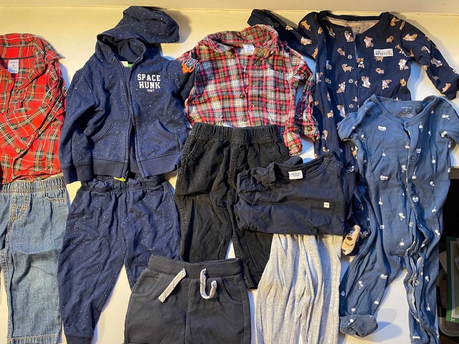 Spodnie koszula swetr body chlopiec 6-12m r.74-80 OldNavyOshKosh 28szt