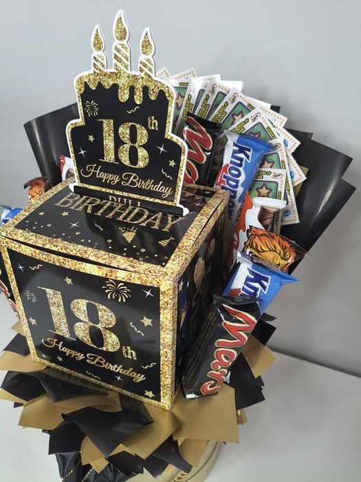 Box na pieniądze pull box zdrapki prezent urodzinowy ze słodyczami 18