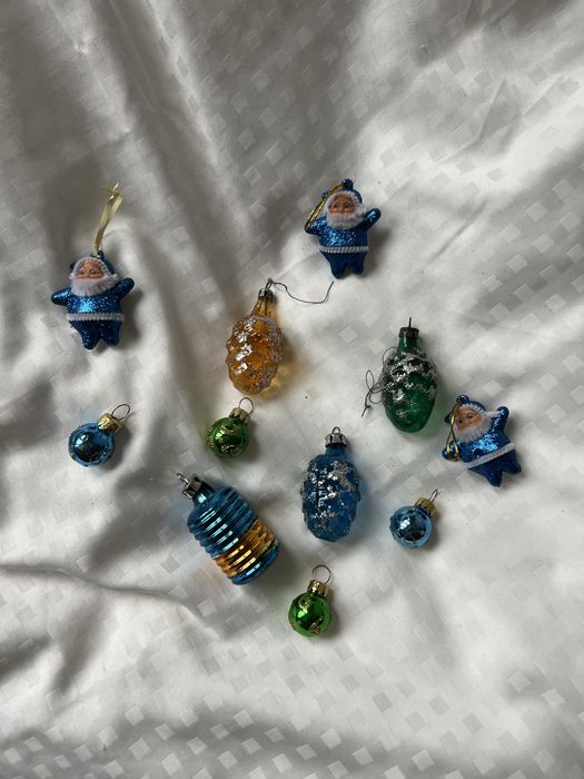 Bombki prl vintahe szklane mikolaj szyszka